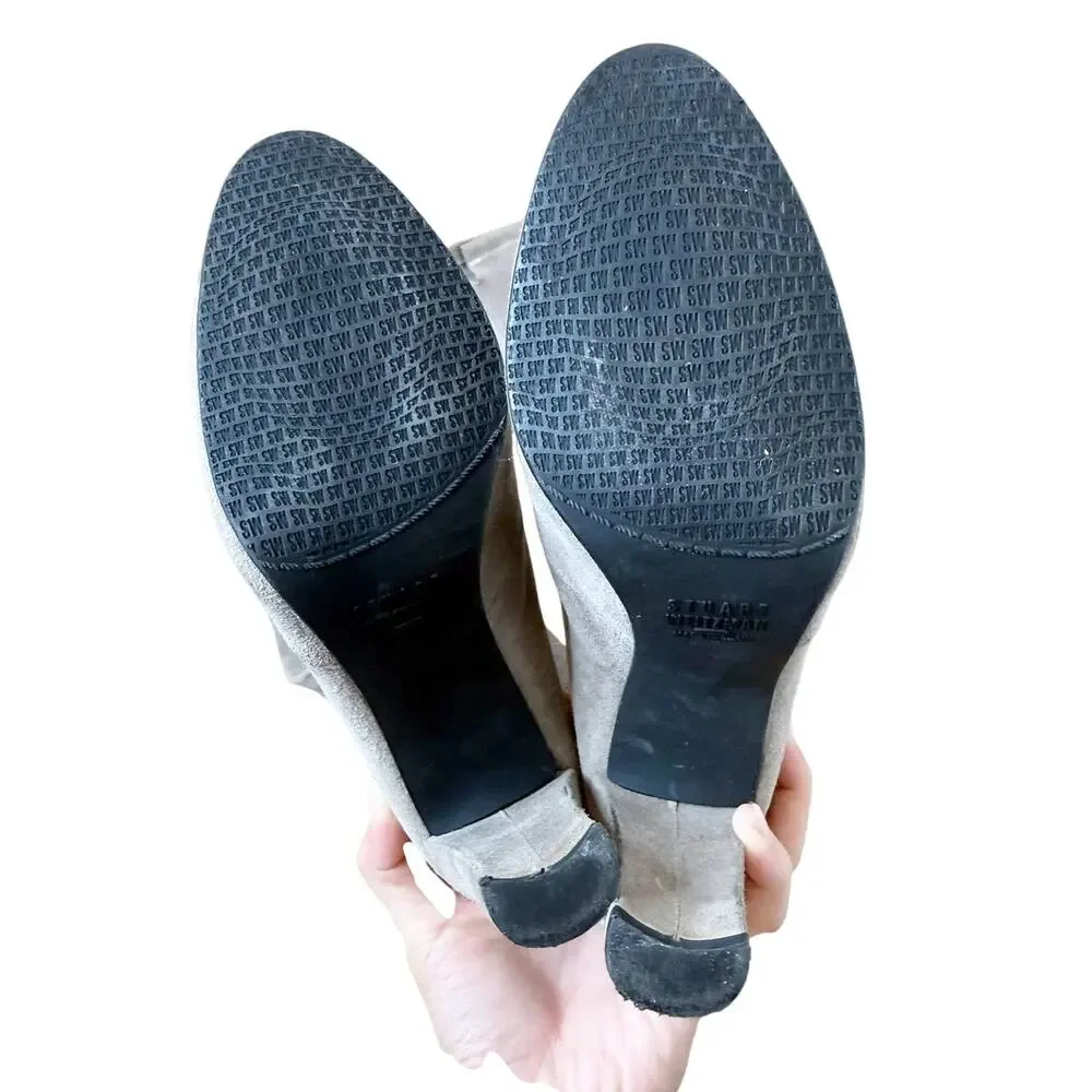 Stuart Weitzman Landmark Gray Over the Knee Suede Heeled Boot EU 36
